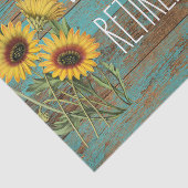 Papier Mousseline Retraite des tournesols en bois Turquoise rustique (Détail)