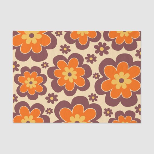 Papier Mousseline Retro 1960s Style Floral (Recto)