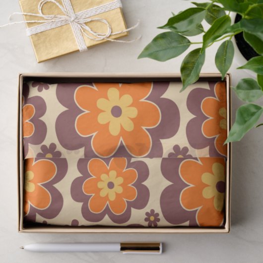 Papier Mousseline Retro 1960s Style Floral (Cadeau)