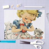 Papier Mousseline Rétro Anniversaire Fille Cake Cat Enfants Artwork (Artisanat)