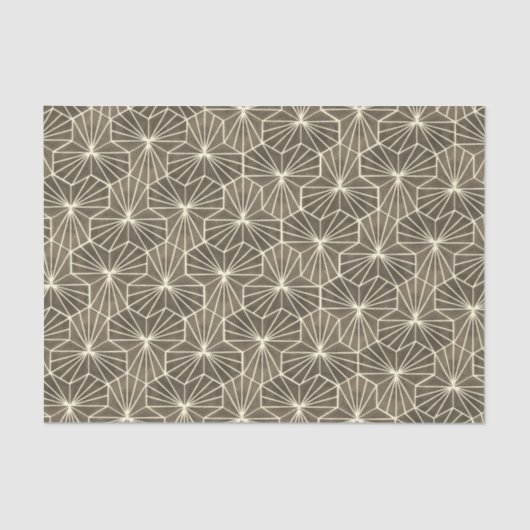 Papier Mousseline Retro Art Deco Beige Brown Geometric Pattern (Recto)