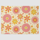 Papier Mousseline Retro atomic flowers with starbursts on cream  (Recto)