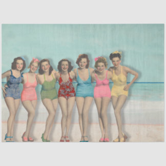 Papier Mousseline Retro Beach Pin-Up Girls Decoupage Bathing Suit