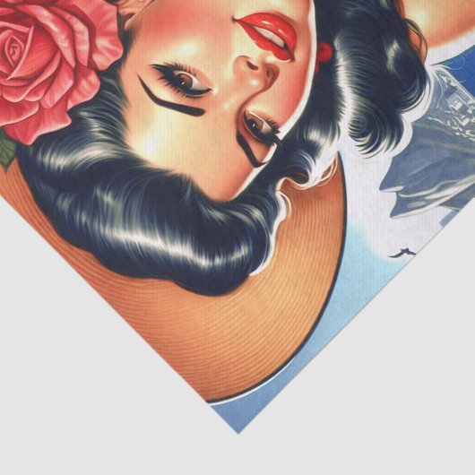 Papier Mousseline Retro Beach Summer Pin-up (Détail)