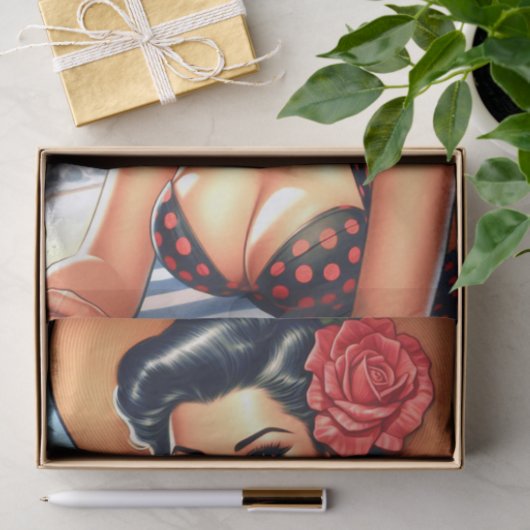 Papier Mousseline Retro Beach Summer Pin-up (Cadeau)