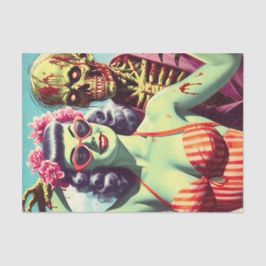 Papier Mousseline Retro Beach Zombie Pin Up (Recto)