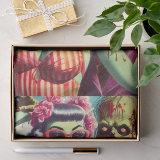 Papier Mousseline Retro Beach Zombie Pin Up (Cadeau)