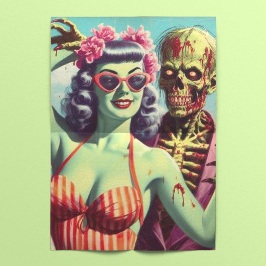 Papier Mousseline Retro Beach Zombie Pin Up