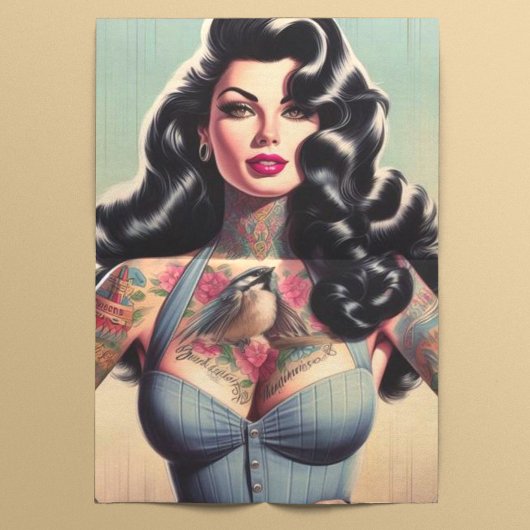 Papier Mousseline Retro Beauté tatoué vers le haut