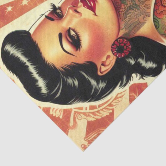 Papier Mousseline Retro Biker Pin-up (Détail)