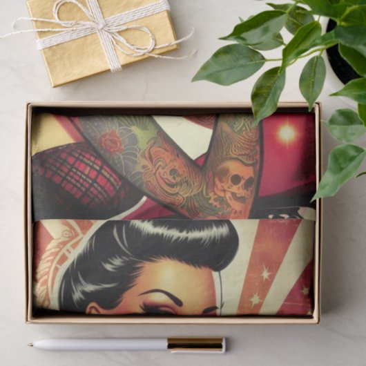 Papier Mousseline Retro Biker Pin-up (Cadeau)
