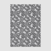 Papier Mousseline Retro Black and White Chic Folk Flowers Pattern (Recto)