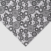 Papier Mousseline Retro Black and White Chic Folk Flowers Pattern (Détail)
