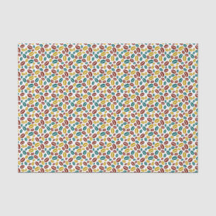 Papier Mousseline Retro Blue Jaune Brown Jaune Motif de haricots de