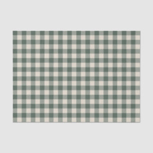 Papier Mousseline Retro Buffalo Plaid Tartan Motif Forest Green