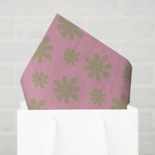 Papier Mousseline Retro Chic les années 70 80s Rose et or Floral