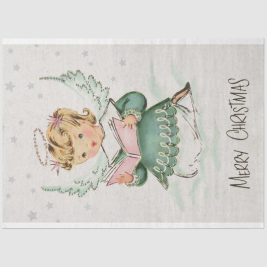 Papier Mousseline Retro Christmas Angel Decoupage (Recto)