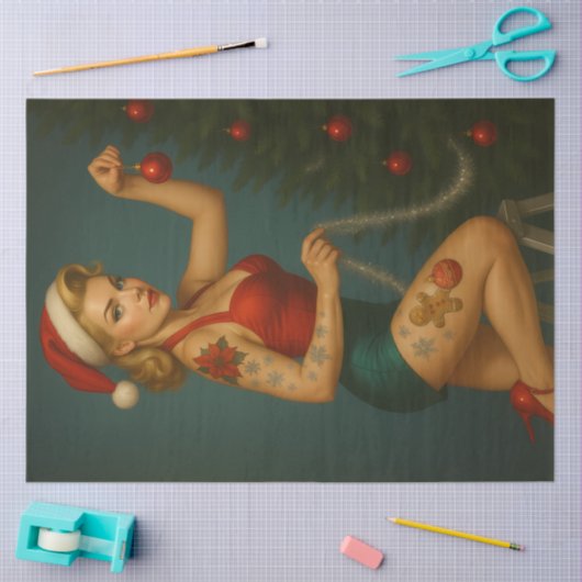 Papier Mousseline Retro Christmas Ornament Pin-Up Decoupage (Artisanat)