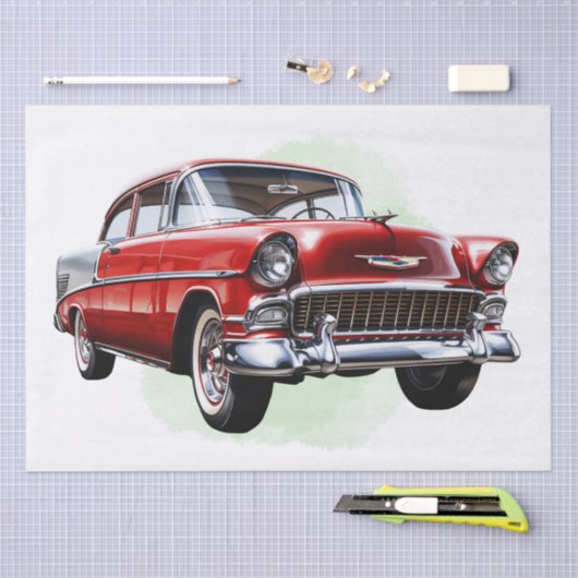 Papier Mousseline Retro Classic Car Decoupage (Artisanat)