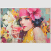 Papier Mousseline Retro Cocktail Glam Femme Découpage (Recto)