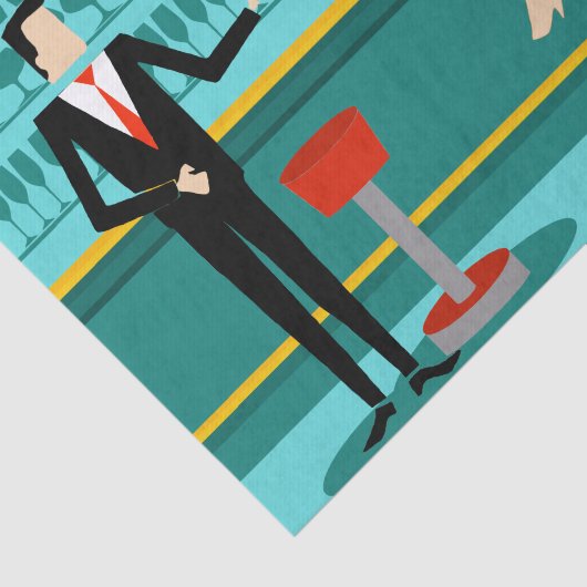 Papier Mousseline Retro Cocktail Lounge Papier Tissu (Détail)