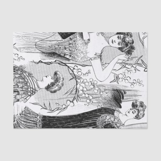 Papier Mousseline Rétro collage d'illustration de mode (Recto)