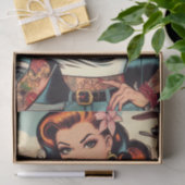 Papier Mousseline Retro Comics Tattoo Girl (Cadeau)