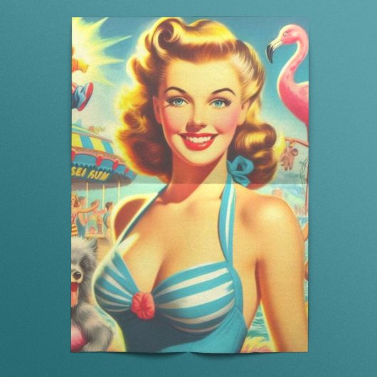 Papier Mousseline Retro Cute Kitsch Girl