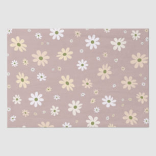 Papier Mousseline Retro Daisy Floral Motif Boho Décoratif
