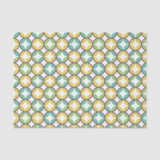Papier Mousseline Retro Diamond dans Circle Pattern Blue Green Gold (Recto)