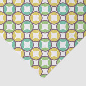 Papier Mousseline Retro Diamond dans Circle Pattern Blue Green Gold (Détail)