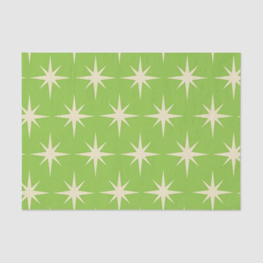 Papier Mousseline Retro étoiles atomique motif sur le vert citron (Recto)