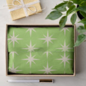 Papier Mousseline Retro étoiles atomique motif sur le vert citron (Cadeau)