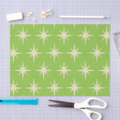 Papier Mousseline Retro étoiles atomique motif sur le vert citron (Artisanat)