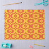 Papier Mousseline Retro Flowers on Yellow and Red Ogee Pattern  (Artisanat)