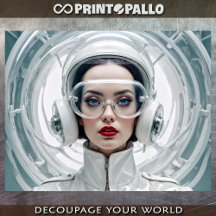 Rétro futurisme, femme cyber en blanc
