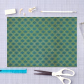Papier Mousseline Rétro géométrique vert (Artisanat)