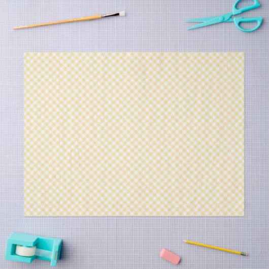 Papier Mousseline Retro Gingham Canary Yellow (Artisanat)