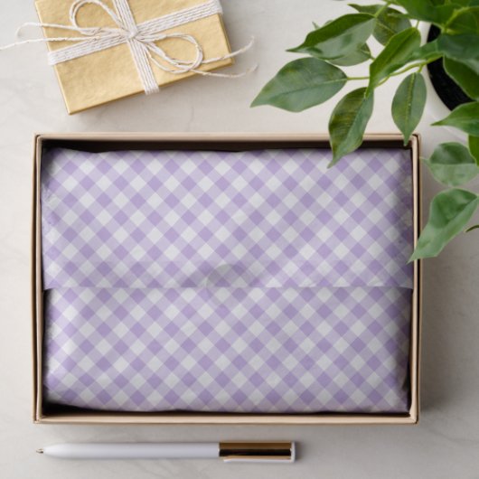 Papier Mousseline Retro Gingham Soft Lavender (Cadeau)