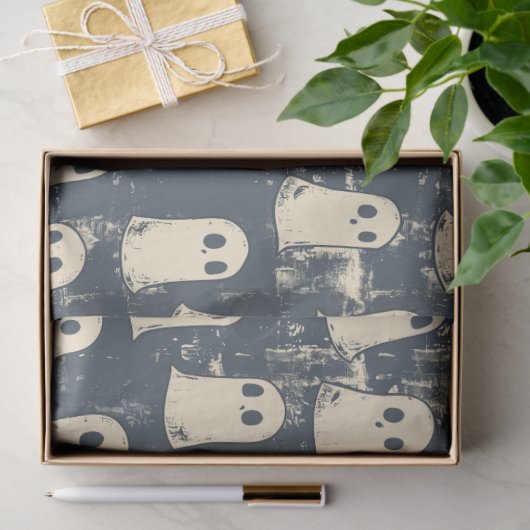 Papier Mousseline Retro Grunge Ghosts Halloween Motif (Cadeau)
