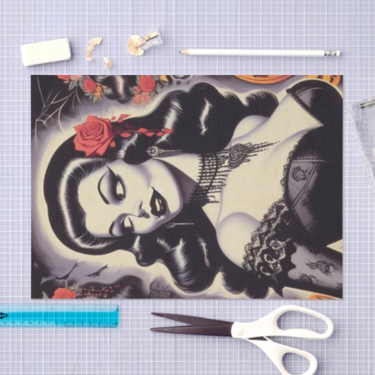 Papier Mousseline Retro Halloween Goth Pin-up (Artisanat)