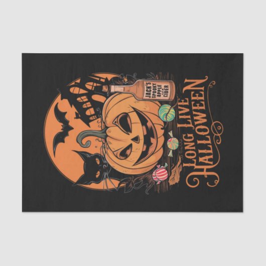 Papier Mousseline Retro Halloween Long Live Automne Éffrayante saiso (Recto)
