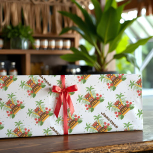 Papier Mousseline Retro Hawaiian Tiki Bar Anniversaire Nom Enveloppe