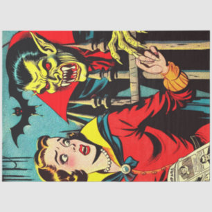Papier Mousseline Retro Horror Vampire Comics