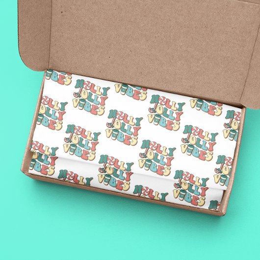 Papier Mousseline Retro Joyeux Noël Holly Jolly Vibes