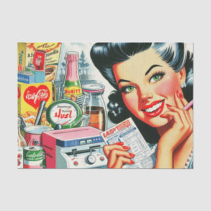 Papier Mousseline Retro Kitsch Belle fille Vintage