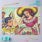 Papier Mousseline Retro Love Couple Comic (Artisanat)