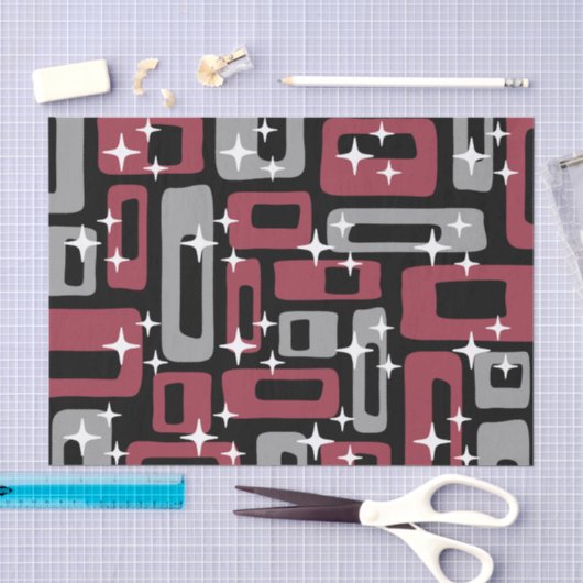 Papier Mousseline Retro Mid-Century Moderne Abstrait (Artisanat)