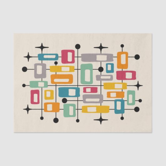 Papier Mousseline Retro Mid-Century Moderne Abstrait (Recto)