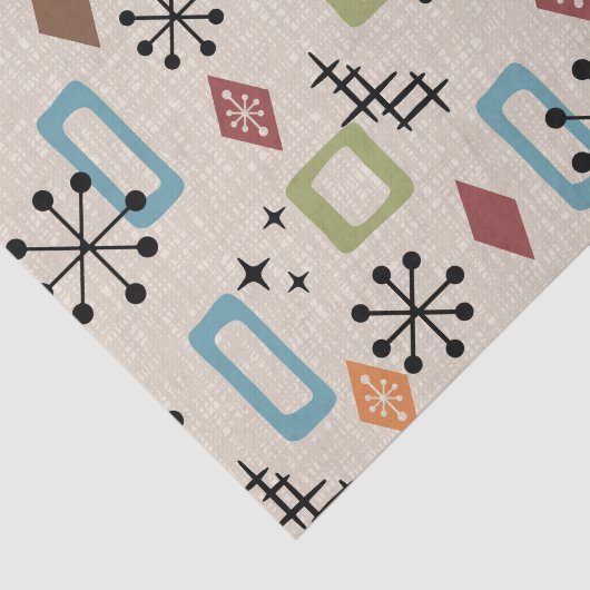 Papier Mousseline Retro Mid-Century moderne Atomique Abstrait Motif (Détail)